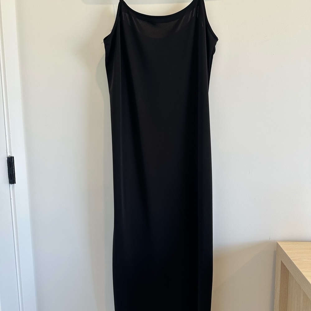 ICHI Black Midi Slip Dress - Women's Minimalist Dress